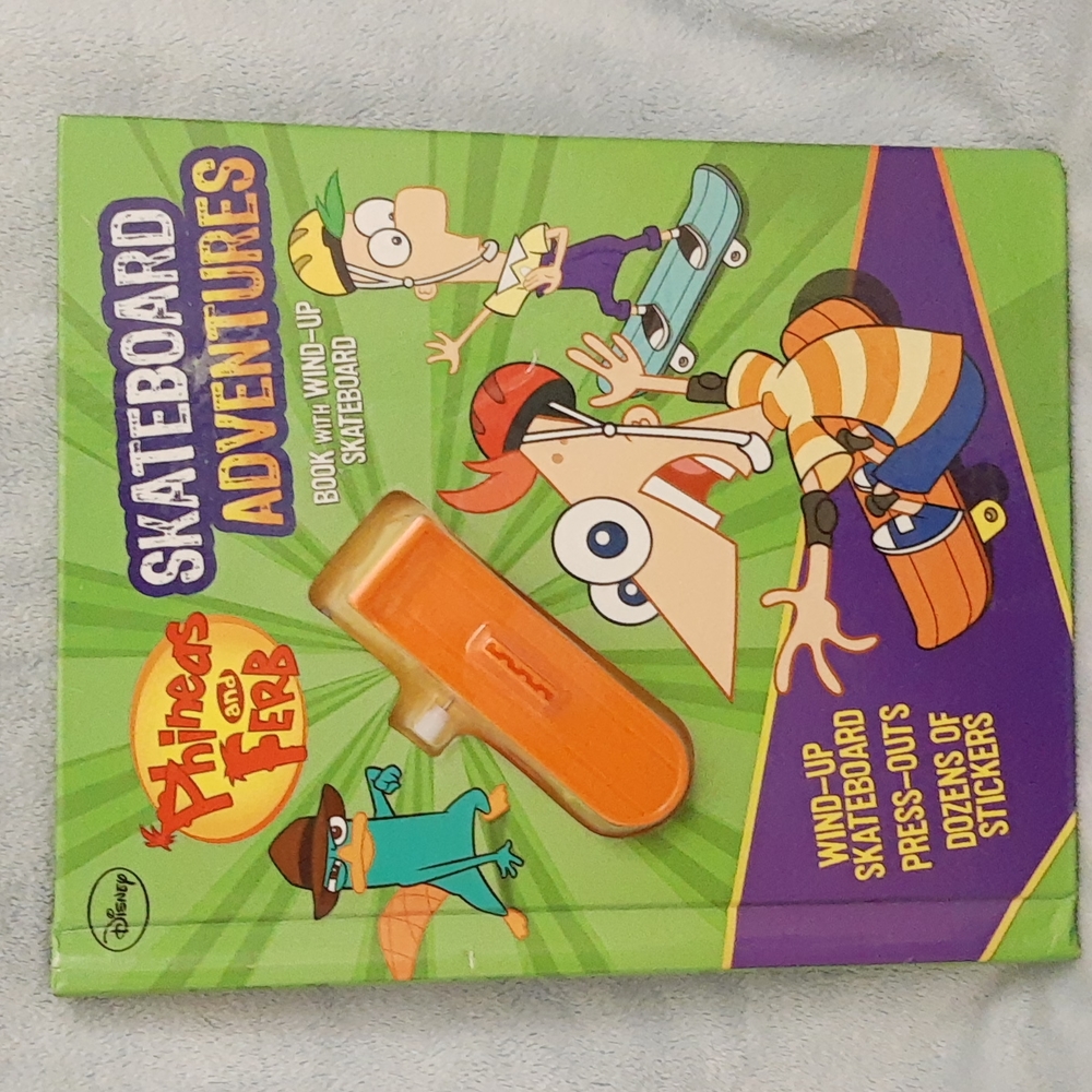 Disney Phineas and Ferb Skateboard Adventures Hardcover Book, Toy Collectible